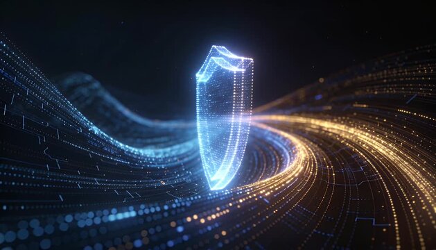 Cyber security digital data glowing line abstract light data stream technology background cyber defense network protection secure connection futuristic design cyber security shield digital protection