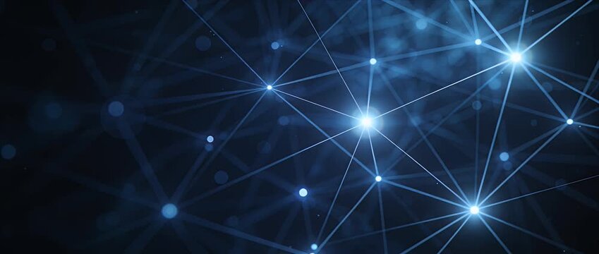 Abstract network connection blue digital data web background light line pattern glowing technology mesh energy futuristic cyberspace communication grid structure internet system virtual science