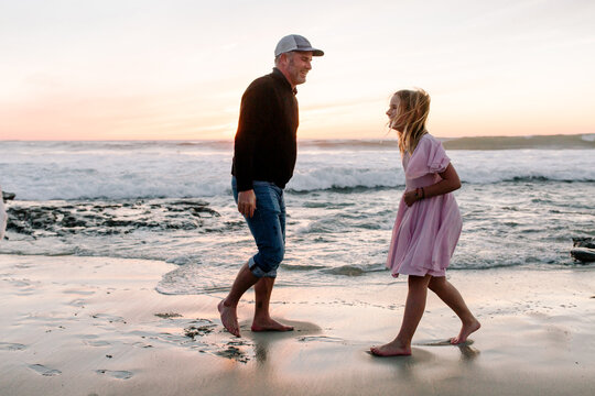 Father and daughter at the beach
