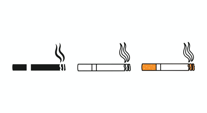 Close-up of a cigarette with smoke rising from the lit tip and a partially smoked cigarette lying nearby on a white
