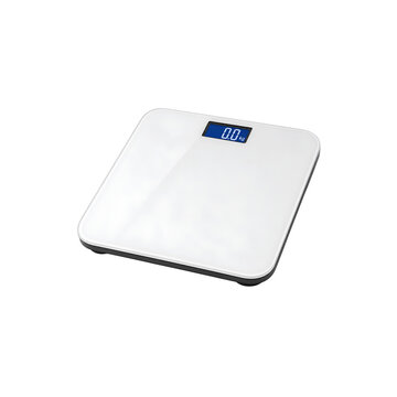Digital bathroom weighing scale isolated modern electronic body weight monitor for health and fitness tracking