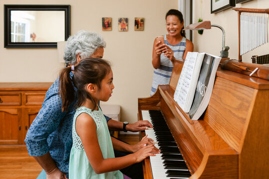 Mom Photo Girl Playing Piano Grandma 