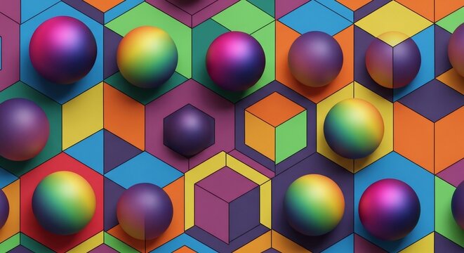 Colorful spheres and geometric background