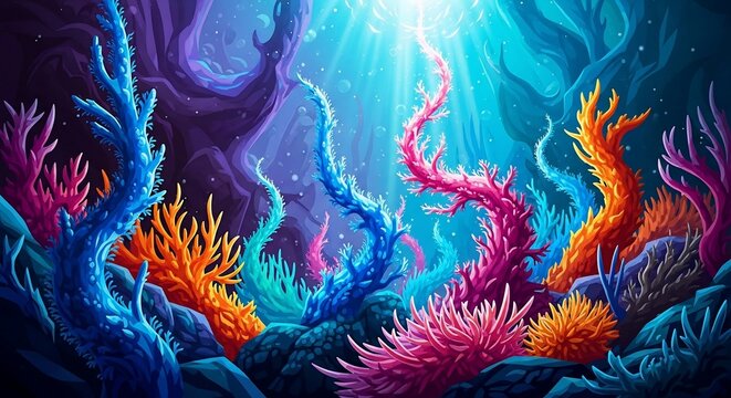 Colorful underwater coral reef illustration