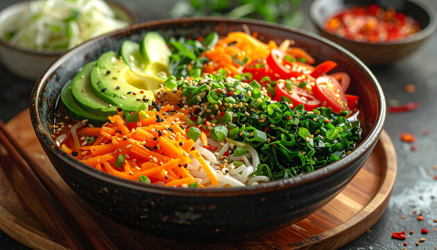 Colorful vegetarian food bowl