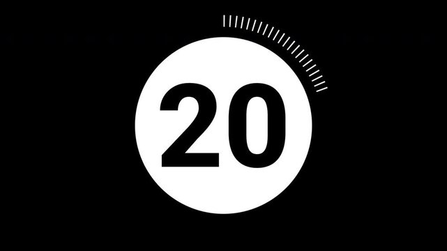25 second countdown with circle animation, 25 to 0 animation countdown. 4K video