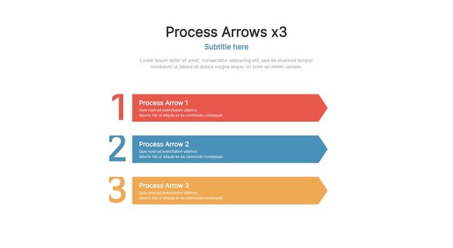 Animated 3-step process arrow infographic for animation