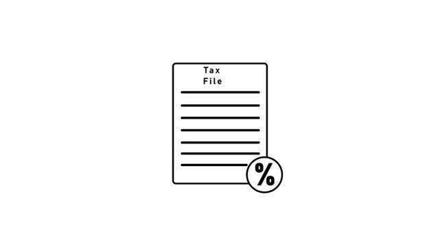 Simple Line Representing a Tax File Document with a Percentage Symbol Indicating Financial Calculations and Deductions Keywords: tax file, tax document, financial document, percentage