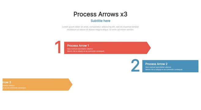 Animated 3-step process flowchart infographic with animation