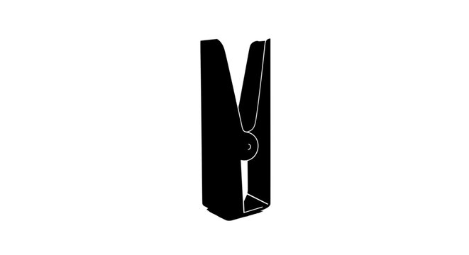Black plastic clothes peg closeup.