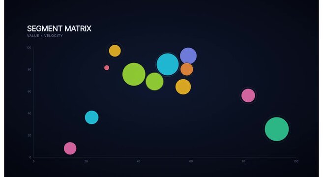 Animated bubble chart data visualization: segment animation