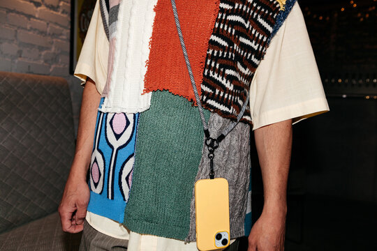 Phone + Unique fashion statement combines different textures colors
