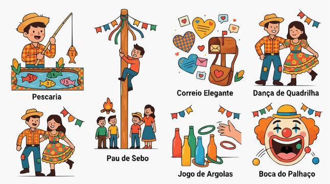 Festa Junina Brazilian Festival Games and Activities Illustration