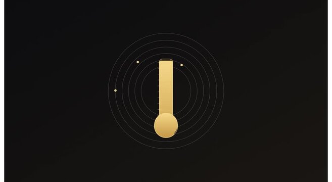 Minimalist gold thermometer animation: temperature animation