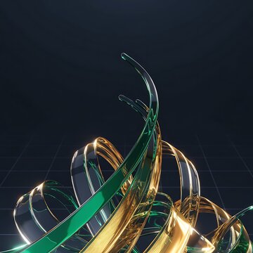 Abstract 3D rendering of glass financial charts representing market growth with business analysis investment abstract rendering exchange corporate financial performance statistics