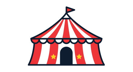Fototapeta premium Circus Tent Icon - Red and White Striped Big Top