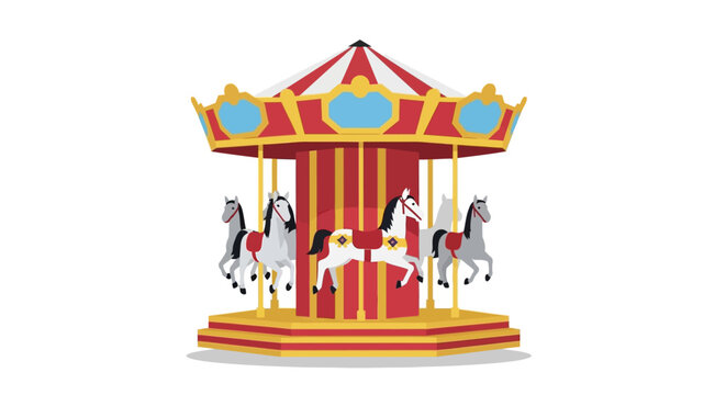 Classic Carousel Horse Ride with Red and Yellow Decor