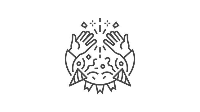 Applause and party line art icon with hands clapping.