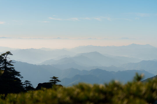 Outline of mountains in China like Eastern painting 