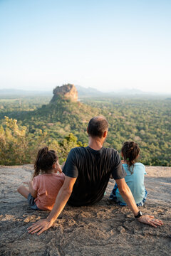 Family Enjoying Scenic View. Sigiriya, Sri Lanka