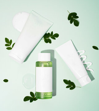 Skincare Products with Leaves