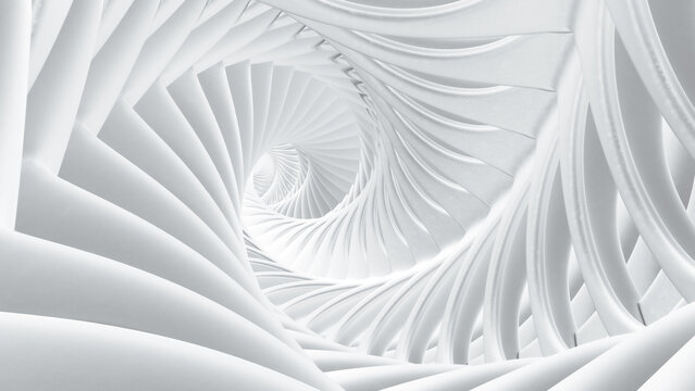 A staircase or tunnel that twists into the future.