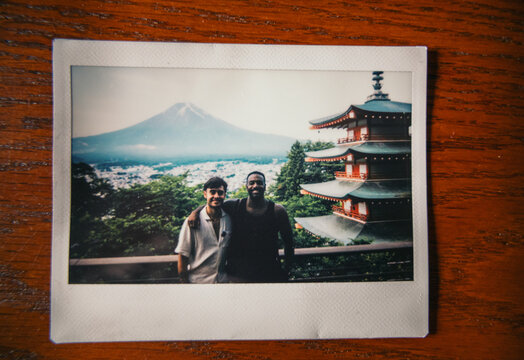 Polaroid of travelers in Japan