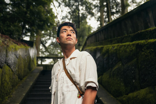 Man exploring Nikko sanctuary