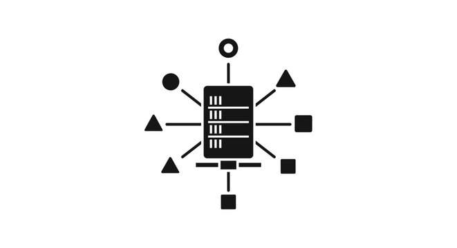 Server with connected network symbols.