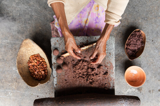 Top view Artisan Making Chocolate Delights