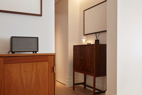 Closeup of textured vintage wooden cabinets