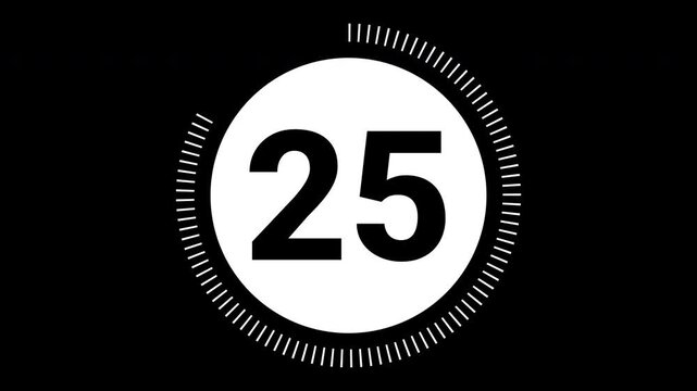 30 second countdown with circle animation, 30 to 0 animation countdown. 4K video