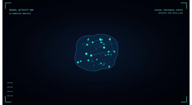 Neural network brain activity map ai cognitive animation