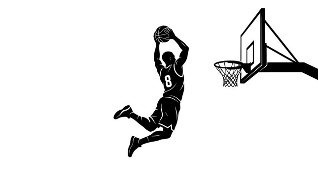 Basketball player dunking a ball