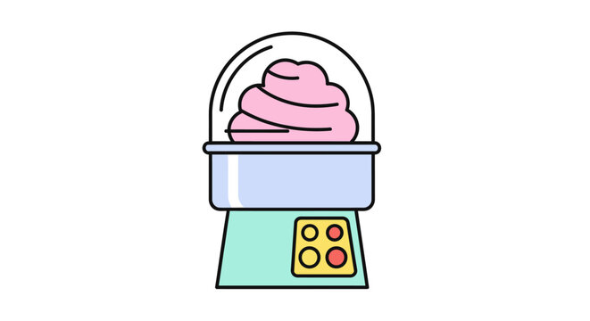 Cartoon Cotton Candy Machine with Pink Sugar