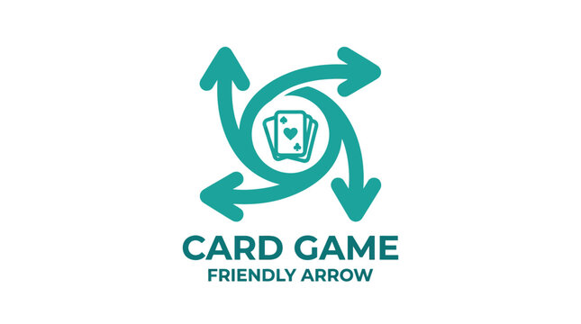 Card game icon with swirling arrows indicating play direction, vector illustration