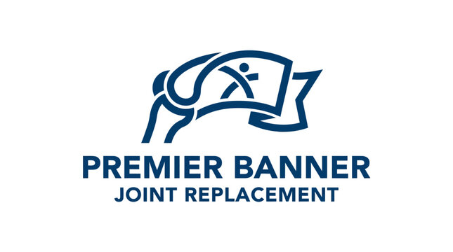 Modern abstract vector logo for premier banner joint replacement service