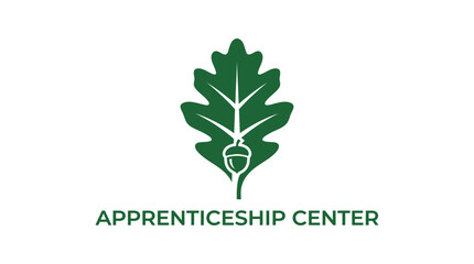 Oak leaf and acorn logo for an apprenticeship center, simple vector graphic © atha_lintar