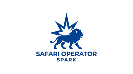 Obraz premium Lion safari operator logo with starburst graphic element