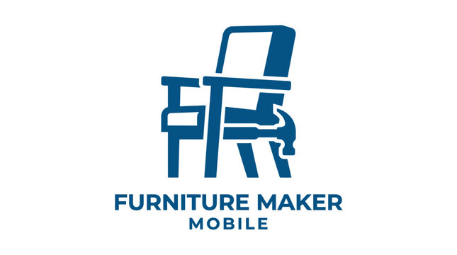 Furniture maker logo with chair graphic and text