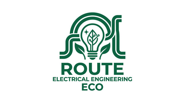 Green eco electrical engineering logo with light bulb and leaves