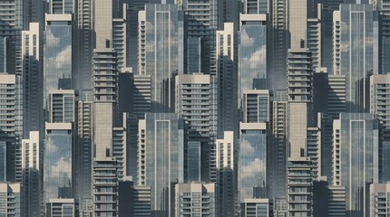 Fototapeta premium A stunning urban cityscape showcasing the modern glass architecture of high business skyscrapers and office towers dominance over the downtown skyline
