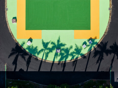 Aerial View of Colorful School Sports Field Under Construction