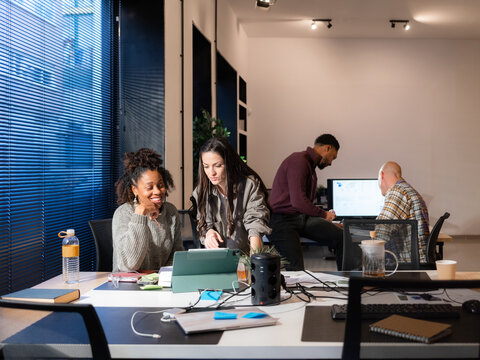 People Work Together in a Modern Office Space During the Day