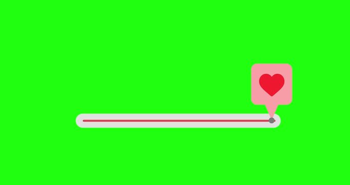 Motion graphic love reaction slider chroma key green screen abstract