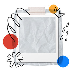 PNG Abstract collage with polaroid frame on transparent background