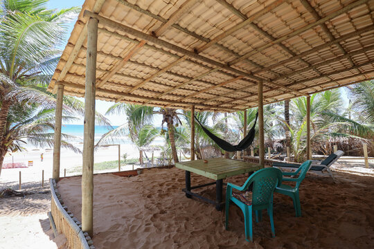 Bureau by the Beach Under a Shade Structure