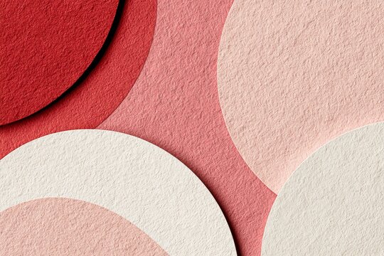 Modern abstract background with overlapping geometric circles in dusty red tones