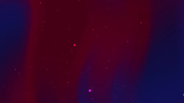 Blue and red flickering particles over dark wave background