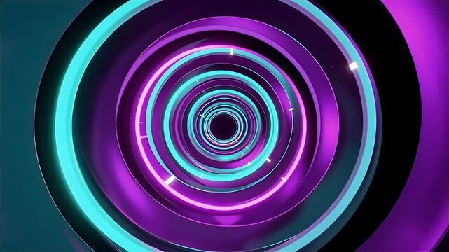 Hypnotic Neon Rings Tunnel Vortex Purple Cyan Infinite Loop